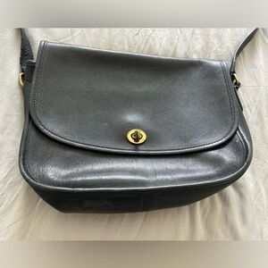 Vintage Coach Black Leather Crossbody Bag